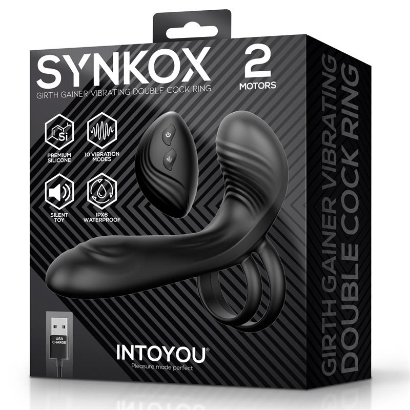 Synkox Girth Gainer con Doble Anillo para el Pene con Vibracion
